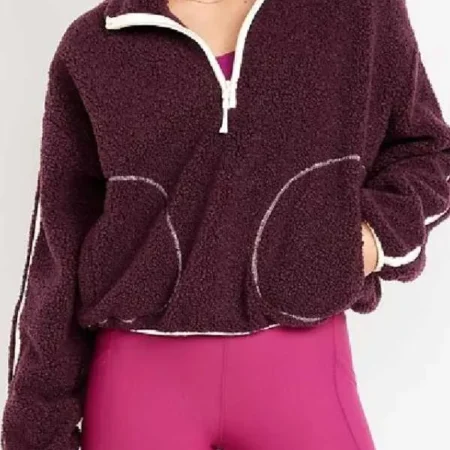 Abbott Elementary S5 Janine Teagues Burgundy Sherpa Jacket