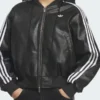 Adidas Originals Black Pleather Hooded Jacket