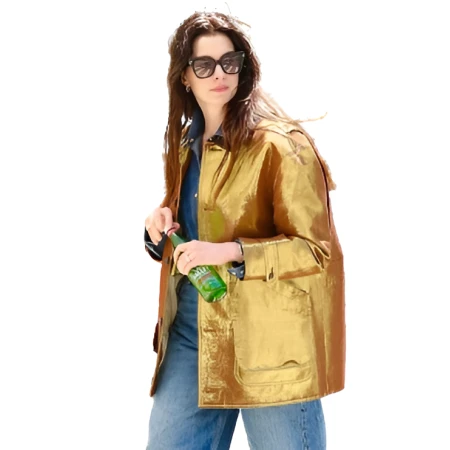 Anne Hathaway Gold Shirt Style Jacket For Sale
