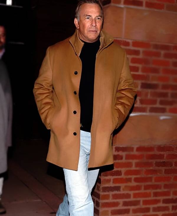 Aspen 2025 Kevin Costner Brown Car Coat