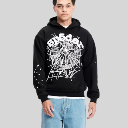 Black and White Sp5der Hoodie front