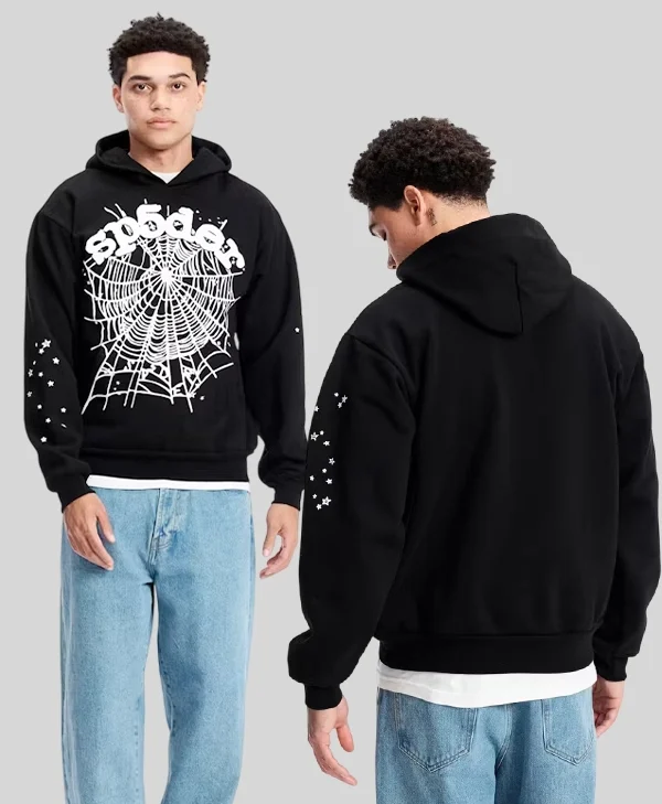 Black and White Sp5der Hoodie model