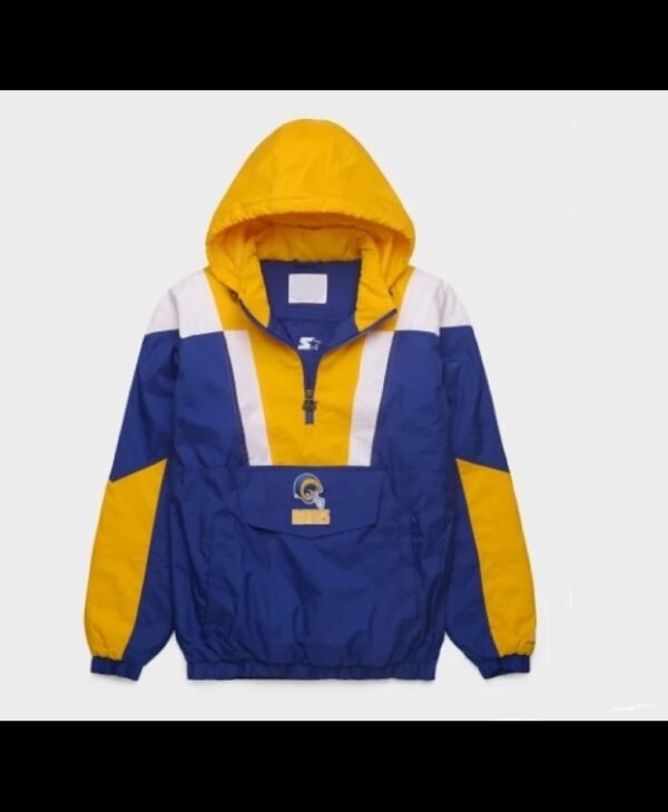 Blue Yellow Los Angeles Rems Pullover Hoodie front