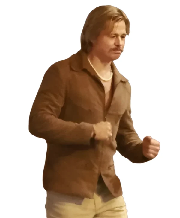 Brad Pitt The Adventures of Cliff Booth Suede Jacket front