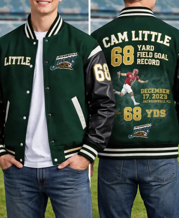 Cam Little 68 Yard Field Goal Record Jacksonville Football Fan Varsity Jacket