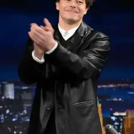 Charlie Heaton The Tonight Show S13 Leather Blazer front