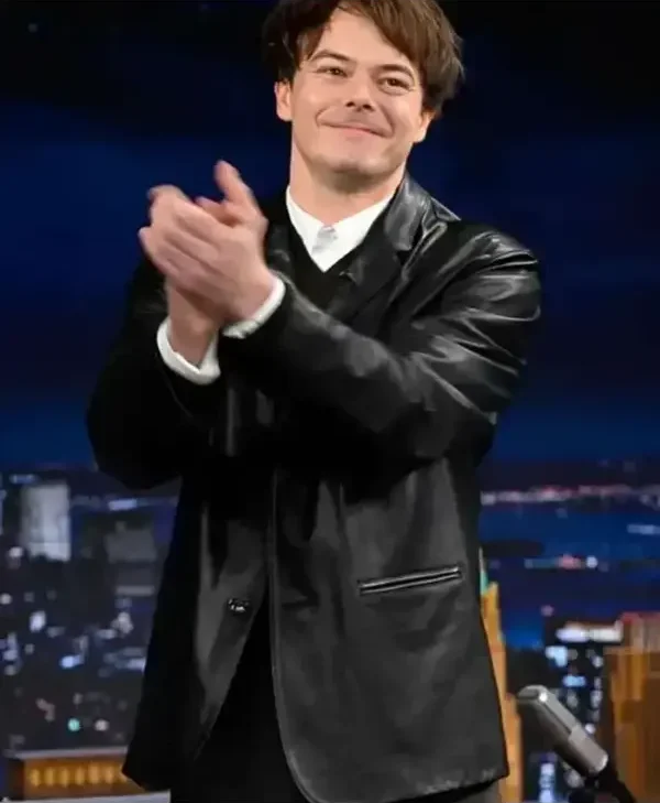 Charlie Heaton The Tonight Show S13 Leather Blazer front