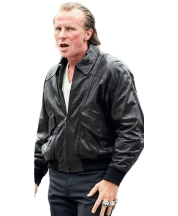 Christian Bale Madden 2026 Black Leather Jacket front