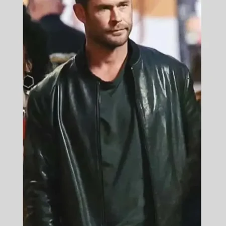 Crime 101 Chris Hemsworth Black Leather Jacket