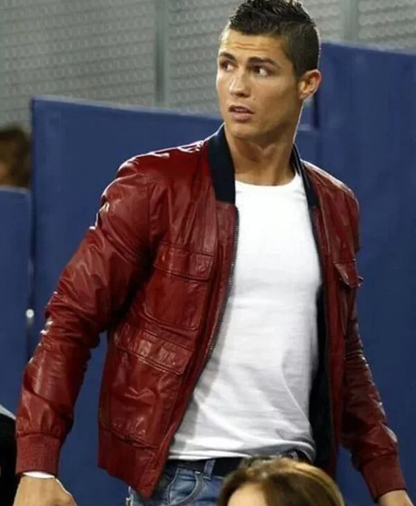 Cristiano Ronaldo Biker Maroon Leather Jacket