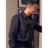 Cristiano Ronaldo Black Bomber Jacket front
