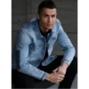 Cristiano Ronaldo Blue Denim Jacket close