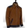 Cristiano Ronaldo Brown 2026 Suede Jacket close