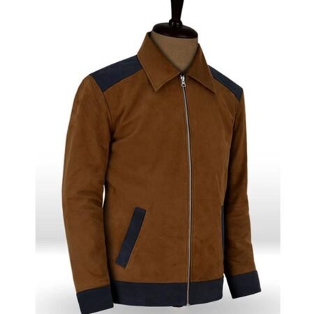 Cristiano Ronaldo Brown 2026 Suede Jacket close