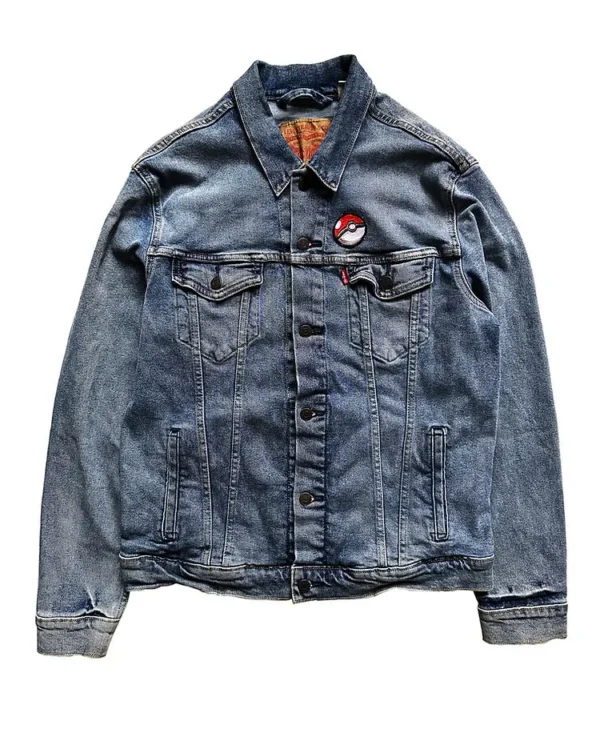 Custom Embroidery Shiny Umbreon on Levis Denim Jacket front