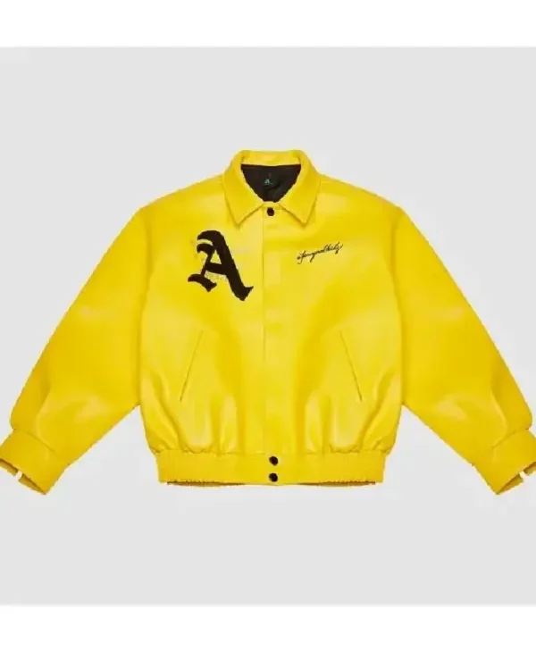 DONCARE AFGK Ferrari Yellow Leather Jacket front