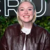 Dakota Fanning Dark Brown Jacket front
