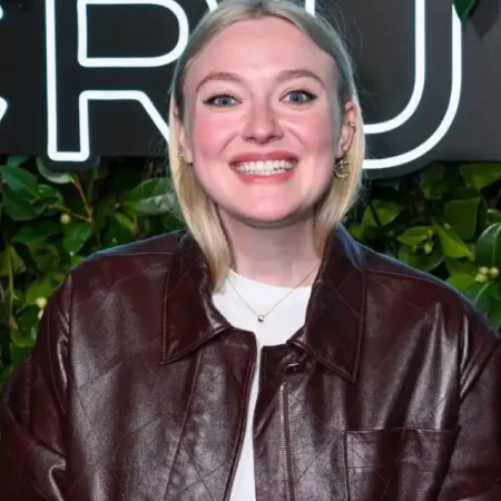 Dakota Fanning Dark Brown Jacket front
