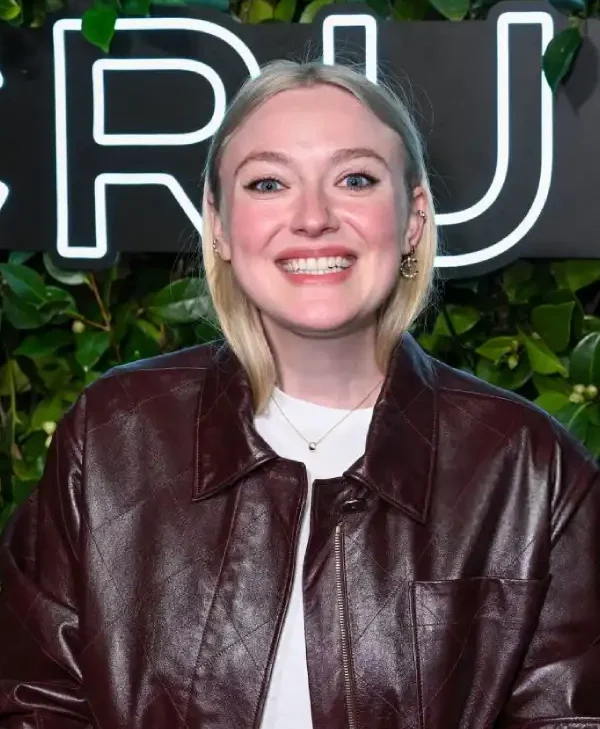 Dakota Fanning Dark Brown Jacket front