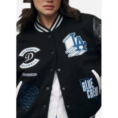 Dallas Cowboy Blue Crew Black Varsity Jacket close