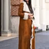 Danielle Vasinova NYC Fur Trim Suede Coat front