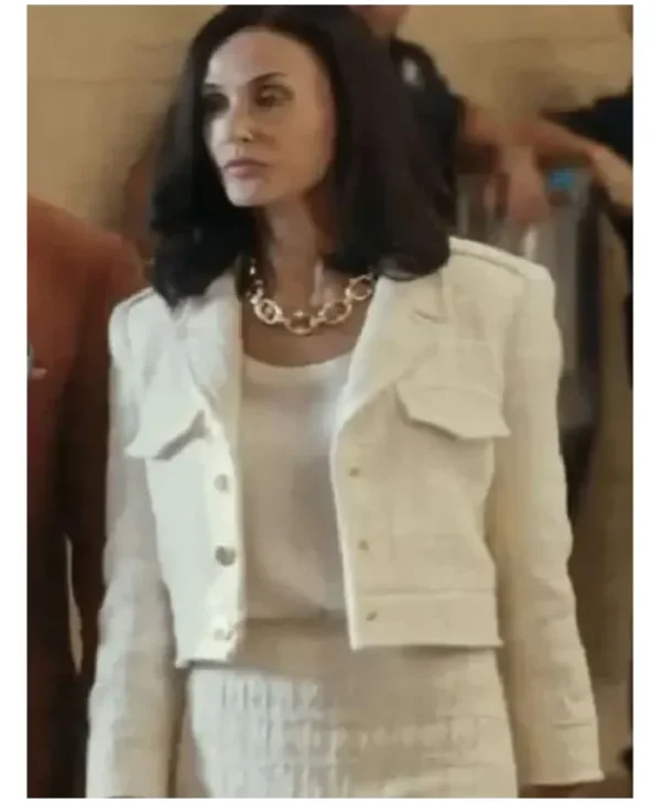 Demi Moore Landman S02 White Cropped Jacket