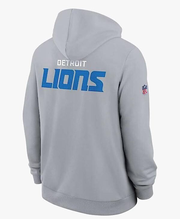 Detroit Lions Initial Home Sideline Hoodie back style