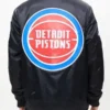 Detroit Pistons Big Logo Black Satin Jacket black back