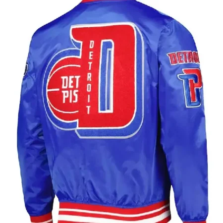 Detroit Pistons Finals 3x Champions Mash Up Capsule Royal Satin Jacket back