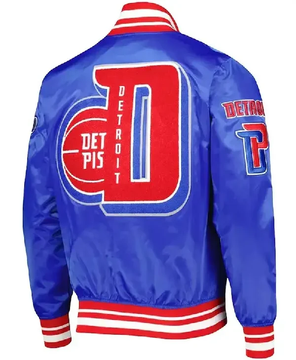 Detroit Pistons Finals 3x Champions Mash Up Capsule Royal Satin Jacket back