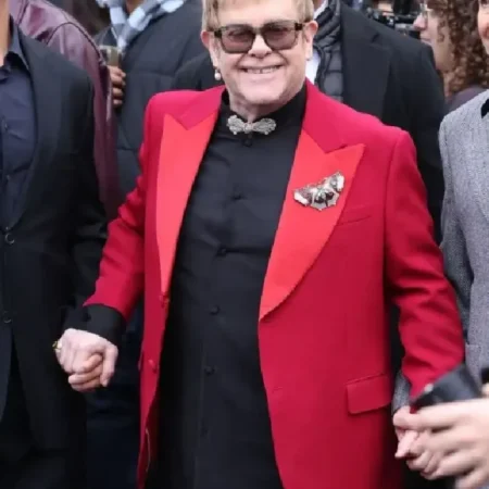 Elton John Paris Fashion Week Red Blazer