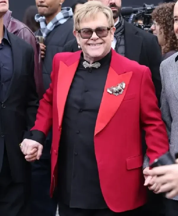 Elton John Paris Fashion Week Red Blazer