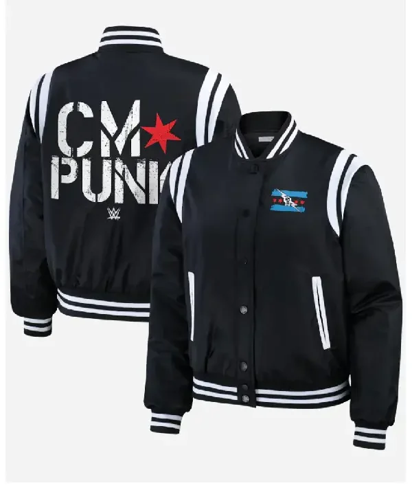 Erin Andrews CM Punk 2026 Black Bomber Jacket
