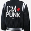 Erin Andrews CM Punk 2026 Black Bomber Jacket back