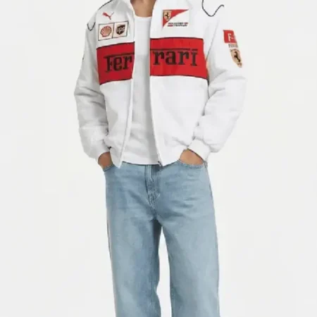Ferrari F1 Vintage Racing White Jacket front