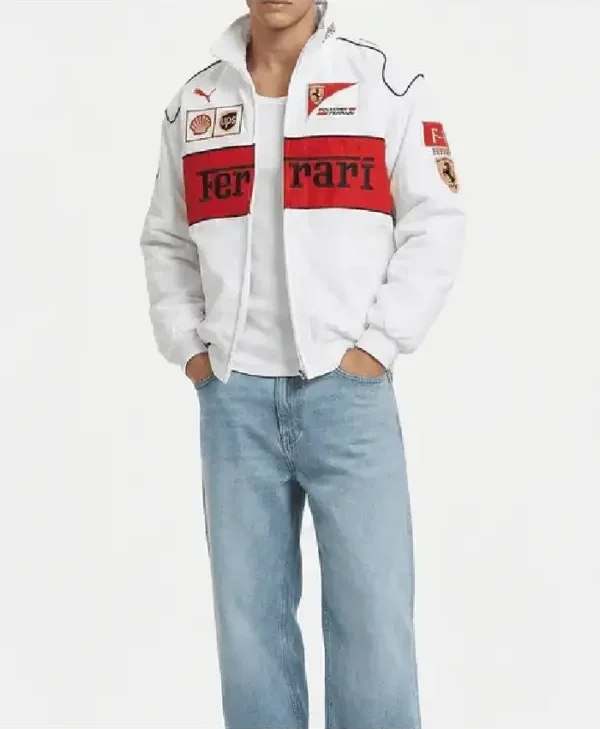 Ferrari F1 Vintage Racing White Jacket front