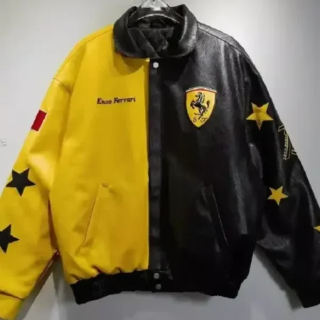 Ferrari Motorcycle Bomber Yellow and Black Jacket