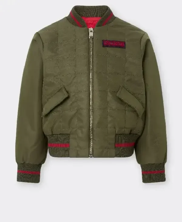 Ferrari Olive Green Technical Bomber Jacket