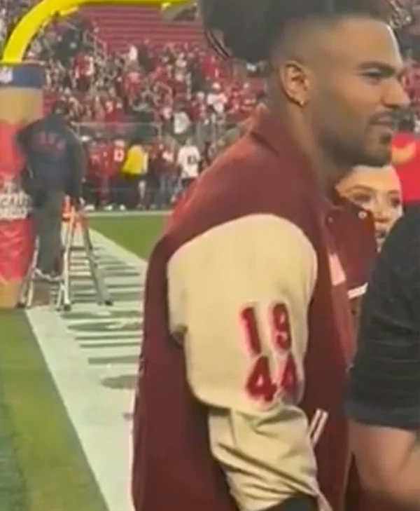 Fred Warner 49ers Varsity Bomber Jacket front