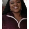 Get Abbott Elementary S5 Janine Teagues Burgundy Sherpa Jacket