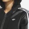 Get Adidas Originals Black Pleather Hooded Jacket