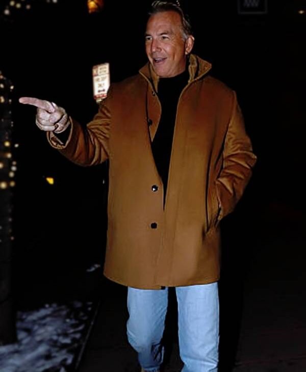 Get Aspen 2025 Kevin Costner Brown Car Coat