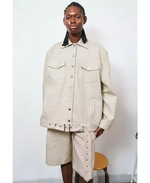 Get Emily In Paris S05 Meledeen Yacoubi Beige Tweed Jacket