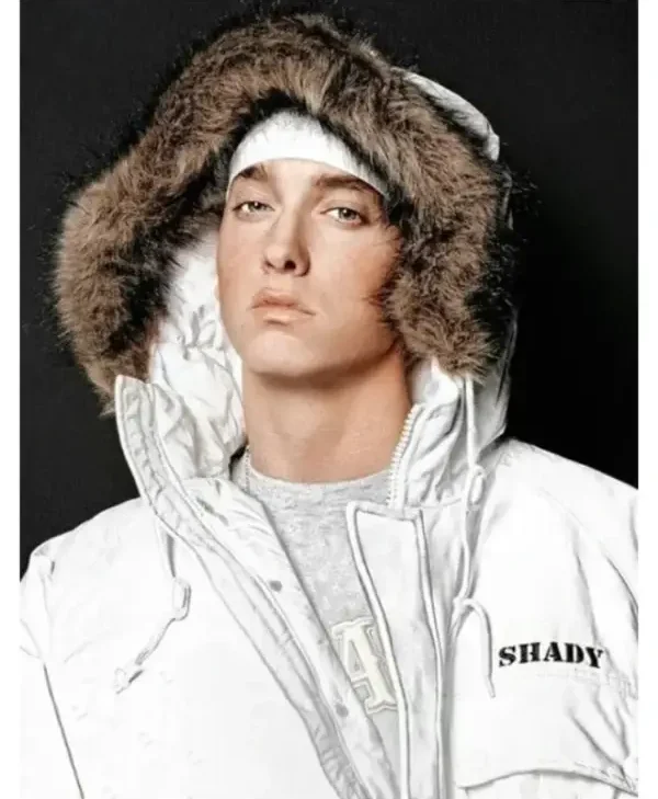 Get Eminem White Puffer Jacket