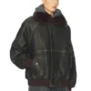 Get Faux Fur Collar Oversized Leather Bomber Jacket