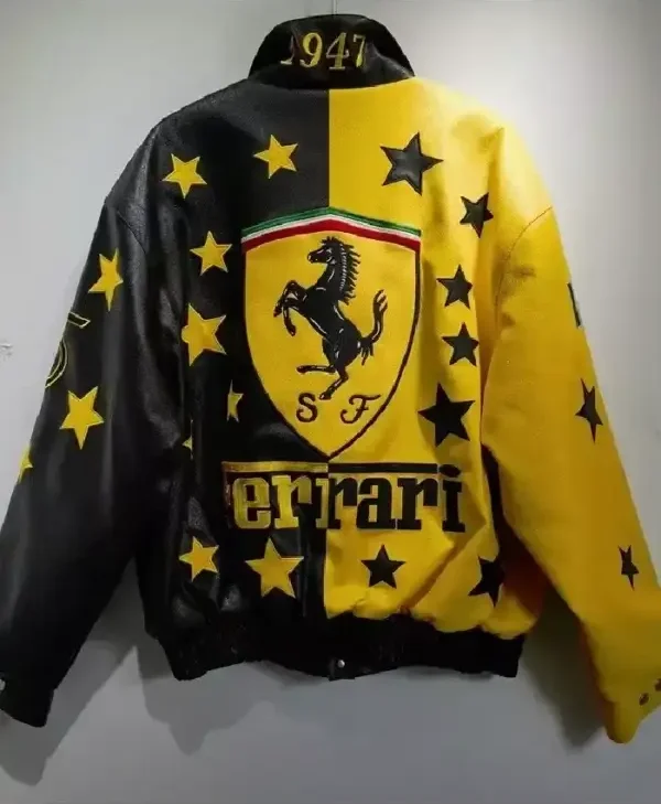 Get Ferrari Motorcycle Bomber Yellow and Black Jacket