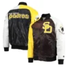 Get San Diego Padres Brown and Gold Satin Varsity Jacket