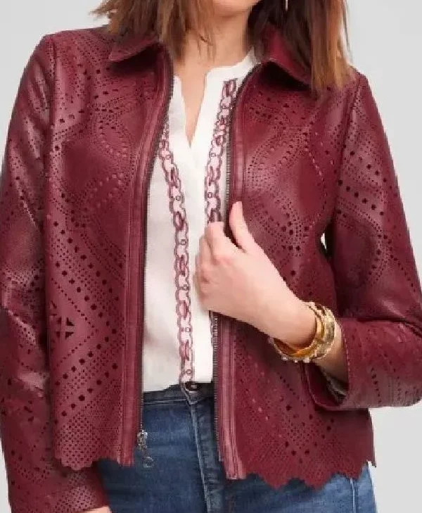 Get The Traitors US S04 Donna Kelce Leather Cut Out Jacket