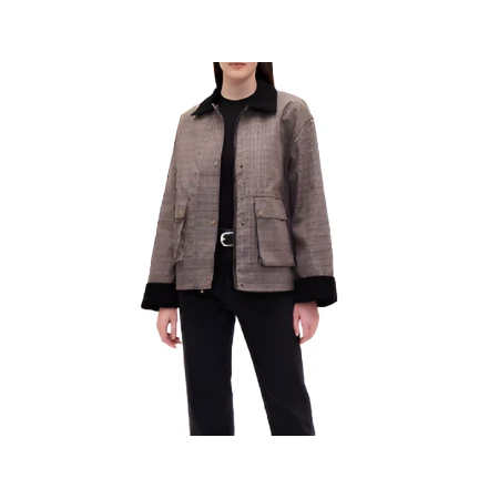 Get Tonal Brown Plaid Check Pattern Jacket