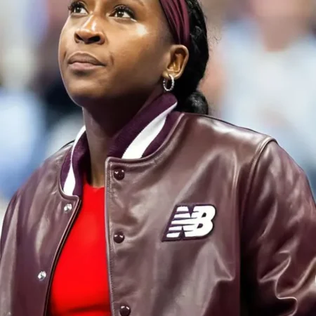Get US Open 2025 Coco Gauff Leather Varsity Jacket